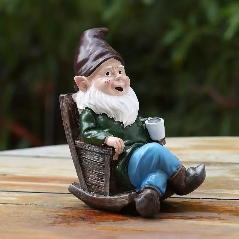 クリエイティブ樹脂製ドワーフオーナメントロッキングチェアカフ - Home Decor Garden Ideas のレビューと価格