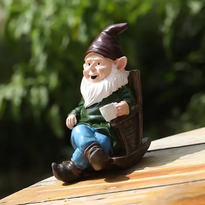 クリエイティブ樹脂製ドワーフオーナメントロッキングチェアカフ - Home Decor Garden Ideas のレビューと価格