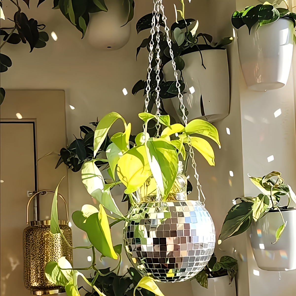 ディスコミラーボールハンギングフラワーポット、多肉植物鉢、室 - Woven Wall Basket のレビューと価格