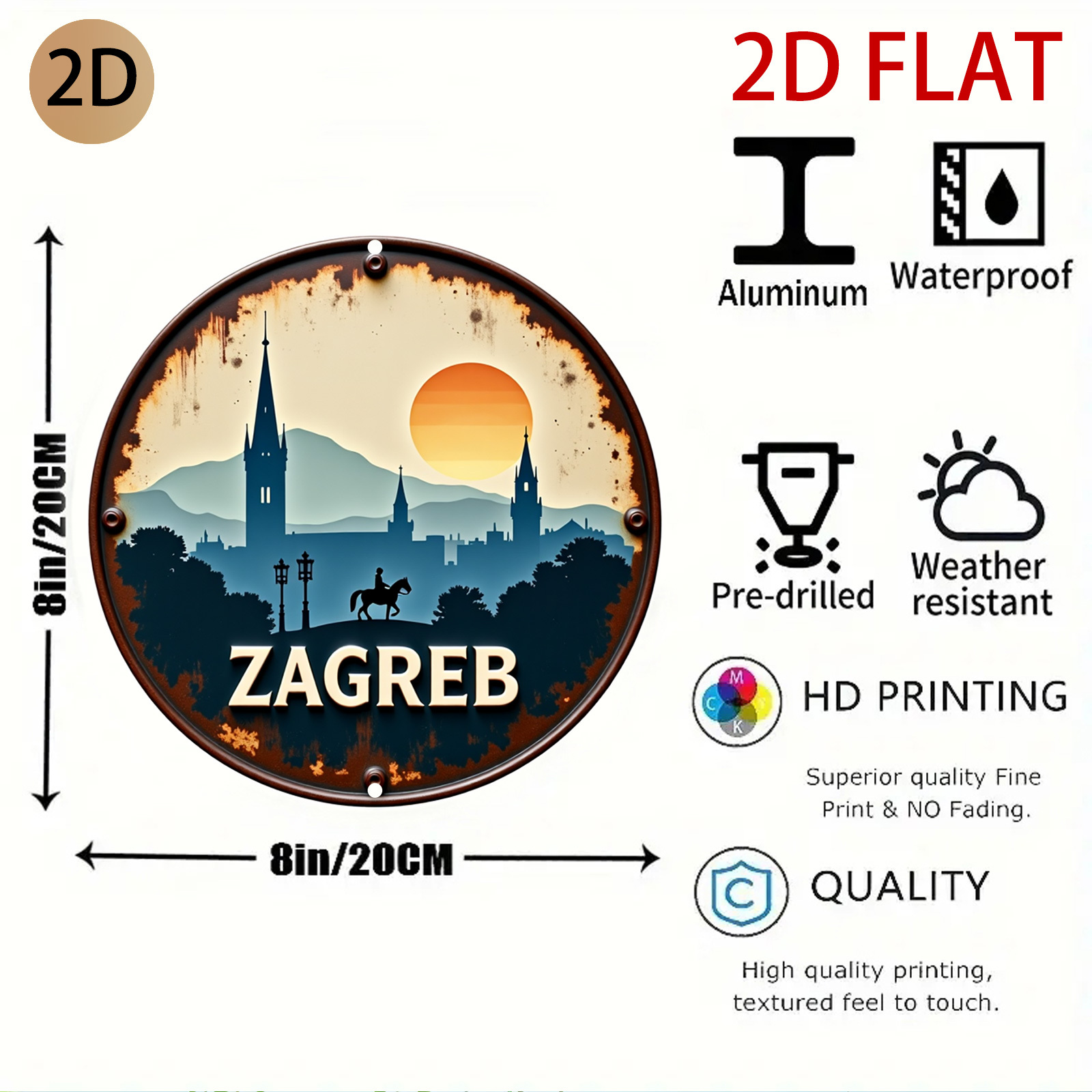 2Dフラット、2Dフラット円形ザグレブスカイラインデザインレ - Home Decor Zagreb のレビューと価格