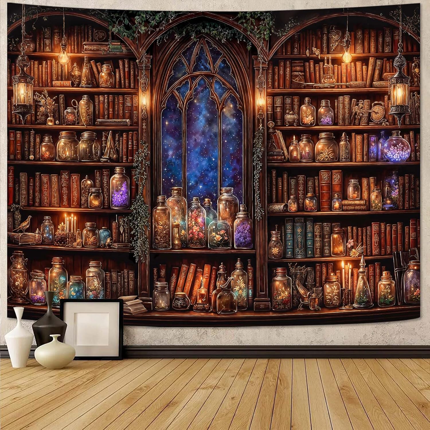 ファンタジー本棚タペストリー中世の妖精植物ポーションライブラ - Aesthetic Tapestry のレビューと価格