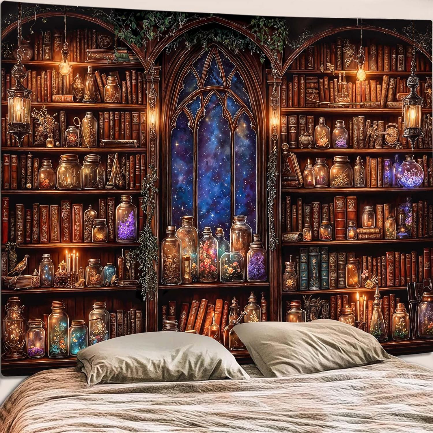 ファンタジー本棚タペストリー中世の妖精植物ポーションライブラ - Aesthetic Tapestry のレビューと価格