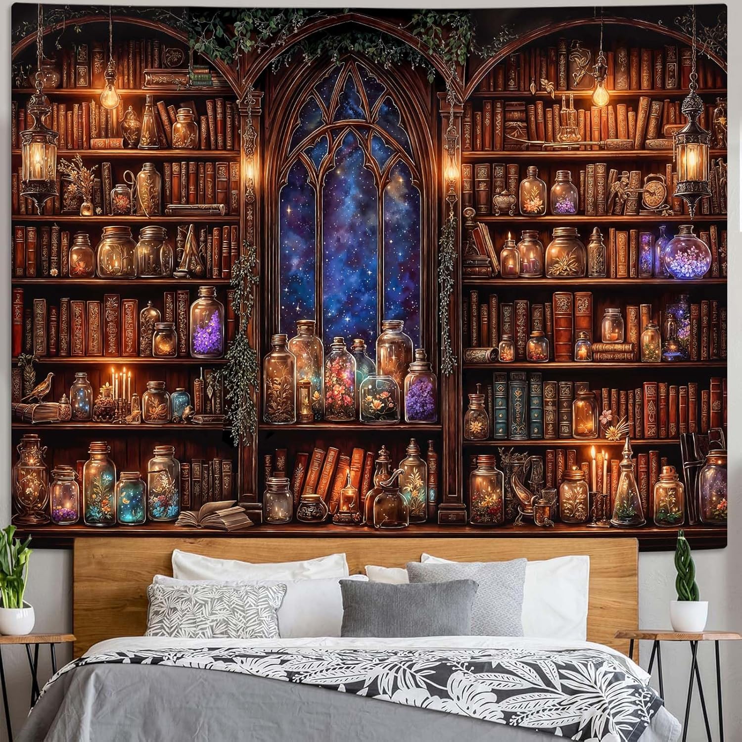 ファンタジー本棚タペストリー中世の妖精植物ポーションライブラ - Aesthetic Tapestry のレビューと価格
