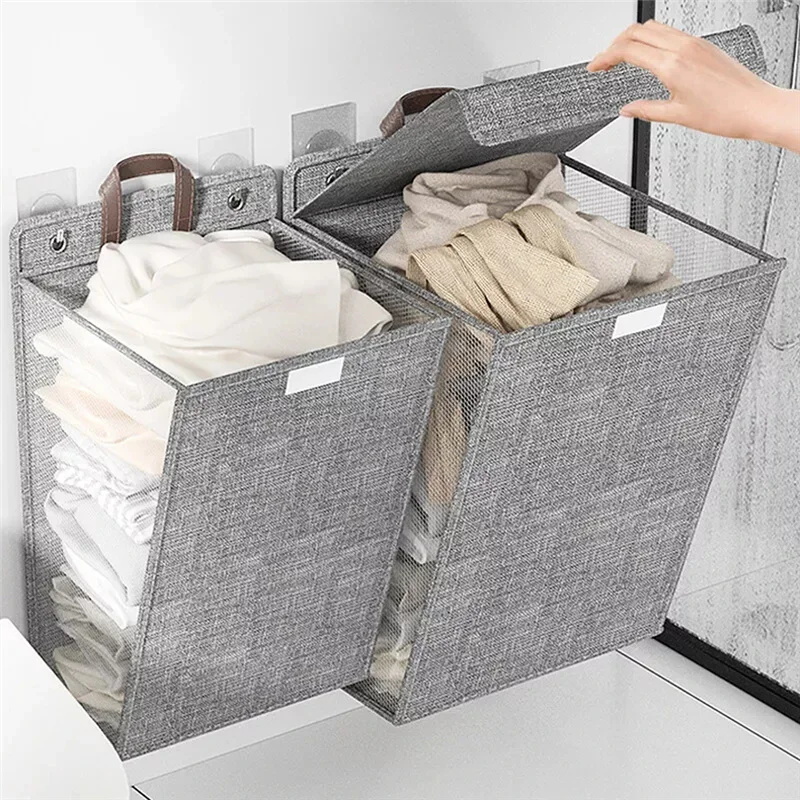 1 PC 折りたたみ式粘着ランドリーバスケットハンパー多機能 - Woven Wall Basket のレビューと価格