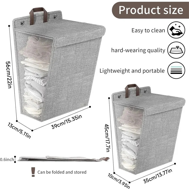 1 PC 折りたたみ式粘着ランドリーバスケットハンパー多機能 - Woven Wall Basket のレビューと価格