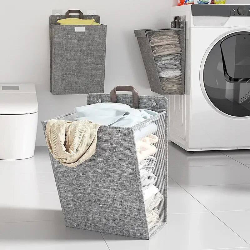 1pc 折りたたみ粘着ランドリーバスケットバスケット、多機能 - Woven Wall Basket のレビューと価格