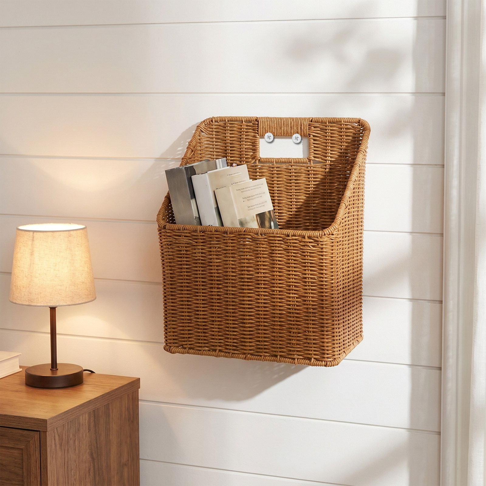 壁掛け式籐製収納バスケット、本やタオル、バスルーム用品用の編 - Woven Wall Basket のレビューと価格