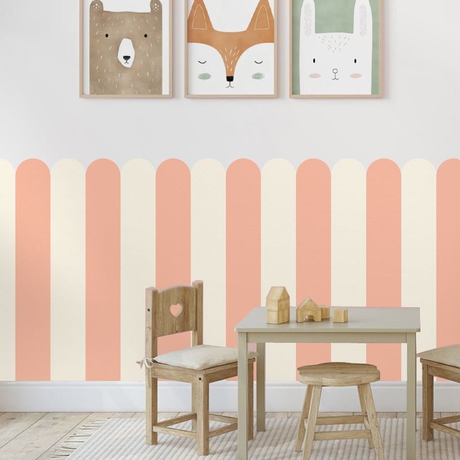 マルチカラー縦ストライプアーク壁紙保育園子供壁アートキッズル - Flooring Home Decor のレビューと価格