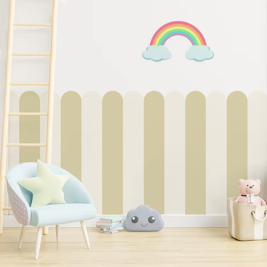 マルチカラー縦ストライプアーク壁紙保育園子供壁アートキッズル - Flooring Home Decor のレビューと価格