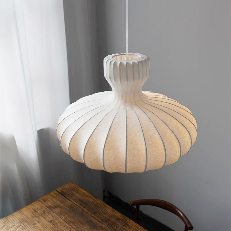 北欧ミニマリズムジャパンディシルクホワイトペンダントライト、 - Home Decor Japandi Style のレビューと価格