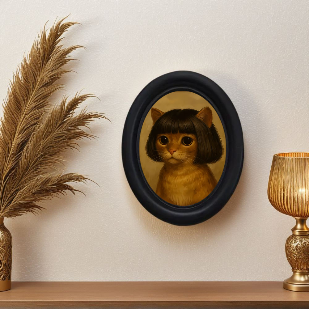 1ピースの楽しい長髪猫のウォールアート、面白い猫の額入り装飾 - Home Decor Quirky のレビューと価格
