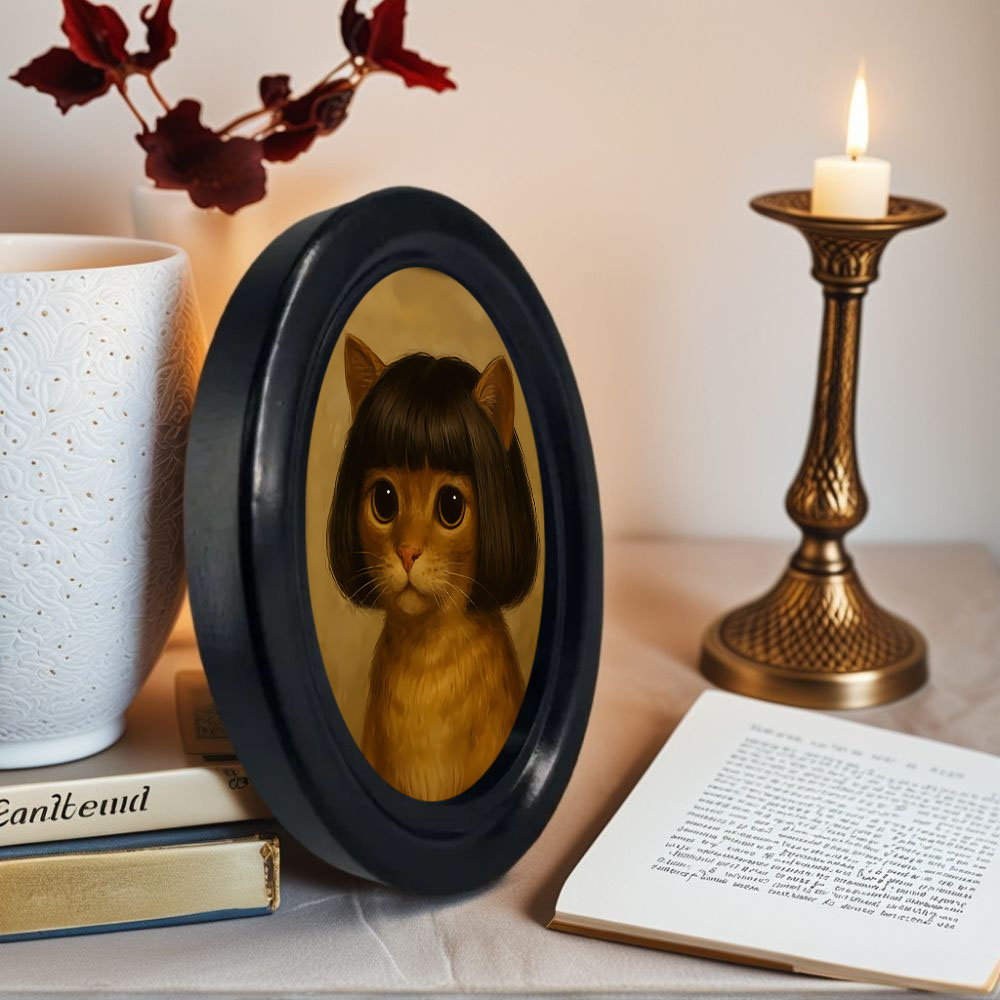 1ピースの楽しい長髪猫のウォールアート、面白い猫の額入り装飾 - Home Decor Quirky のレビューと価格