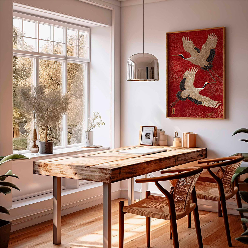 日本の鶴の絵画キャンバスプリントポスターヴィンテージジャパン - Home Decor Japandi Style のレビューと価格